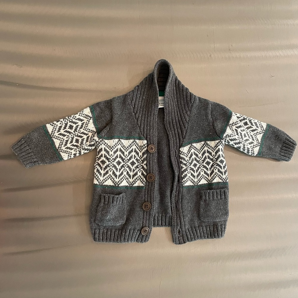 Gymboree Boys Gray 100% Cotton Cardigan Sweater (3-6 Months)
